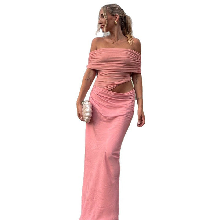 Damen Maxi-Kleid mit transparenten Elementen und Wickel-Detail Echo Archiv