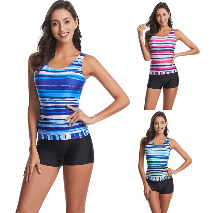 Damen Sportliches Tankini-Set mit modischem Streifenmuster Echo Archiv