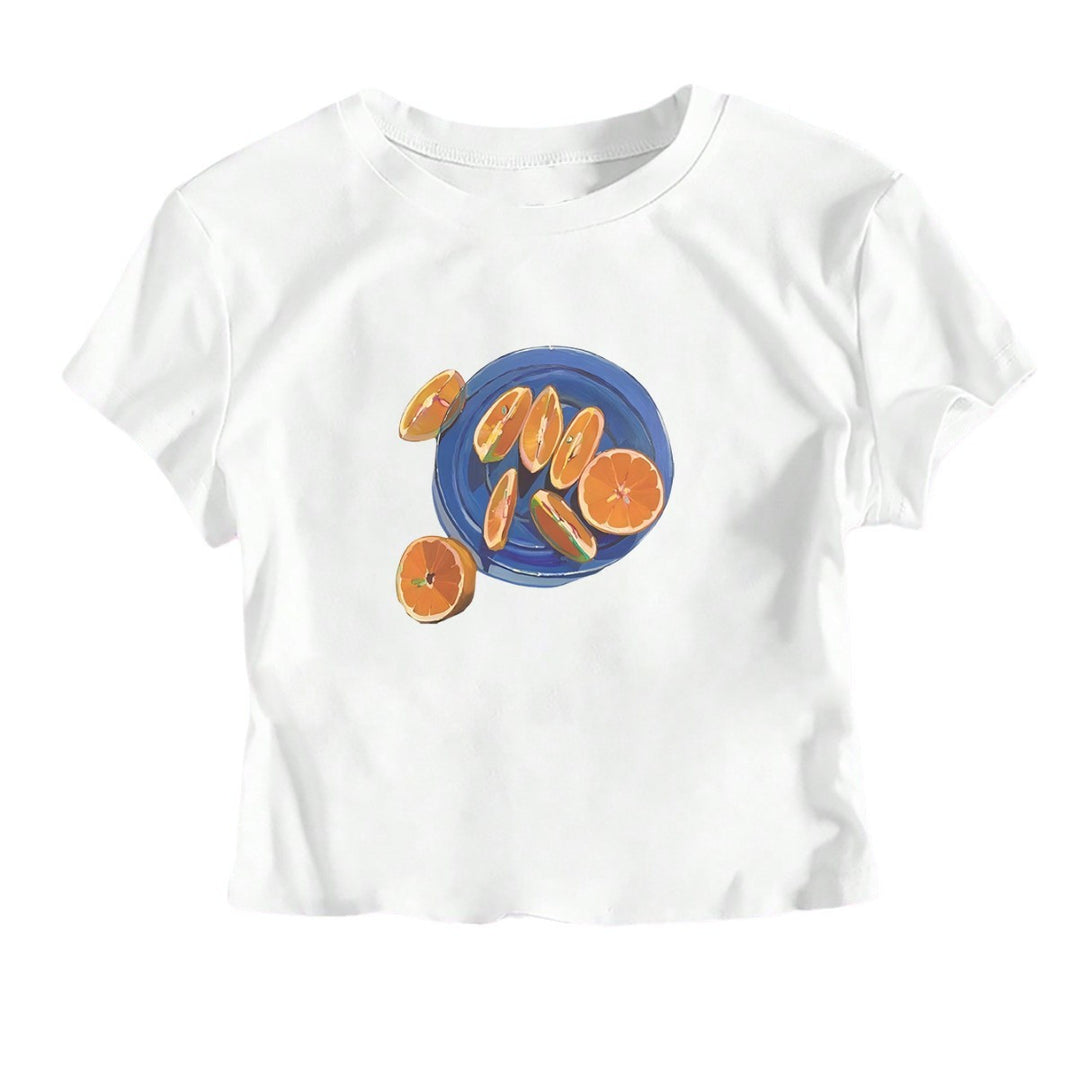 Damen Crop-T-Shirt mit fruchtigem Design und lässigem Schnitt Echo Archiv