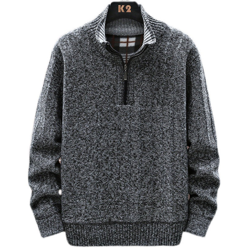 Herren Strickpullover mit Stehkragen und halbem Reißverschluss Echoarchiv