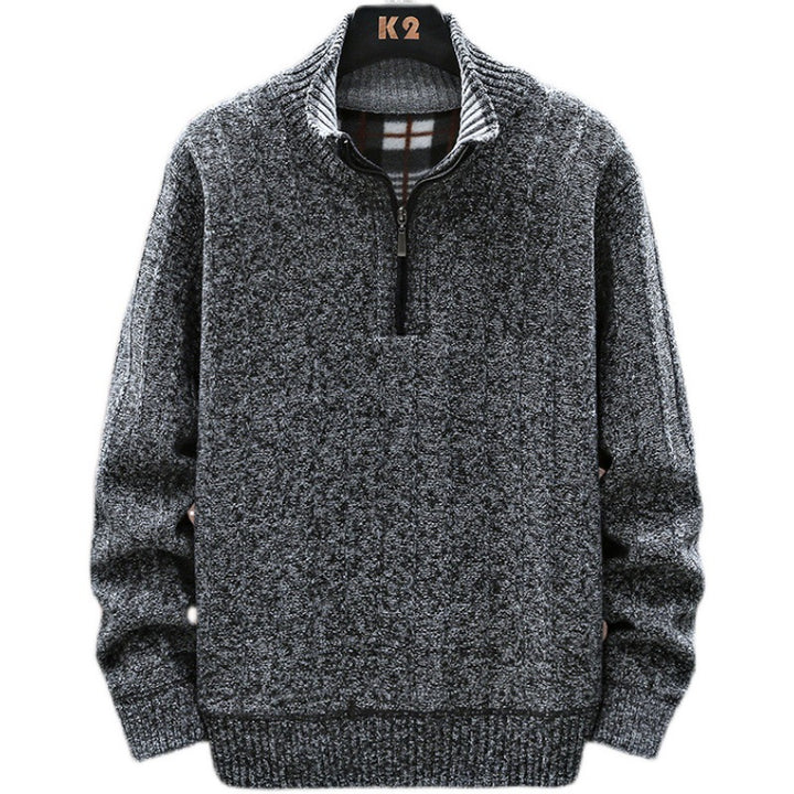 Herren Strickpullover mit Stehkragen und halbem Reißverschluss Echoarchiv