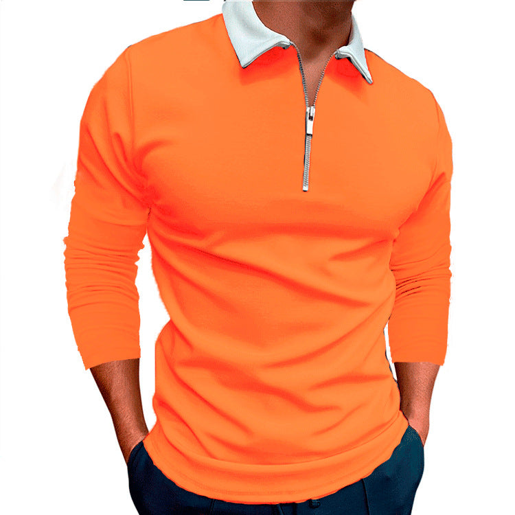 Herren sportlicher Pullover mit 1/4 Reißverschluss und kontrastierendem Kragen Echoarchiv