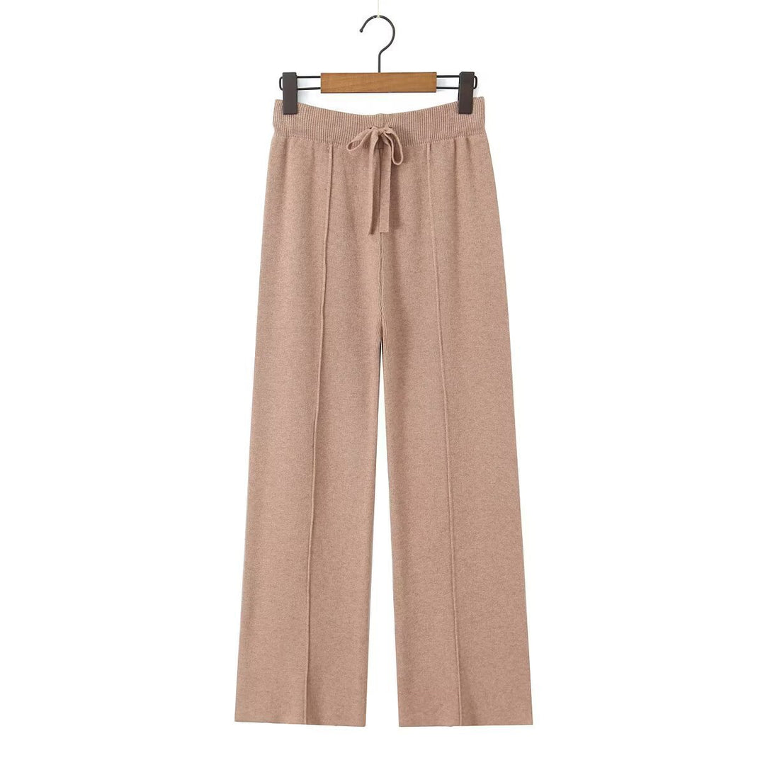 Damen Weite Strickhose mit Rippbund, Tunnelzug und Bügelfalte Echo Archiv