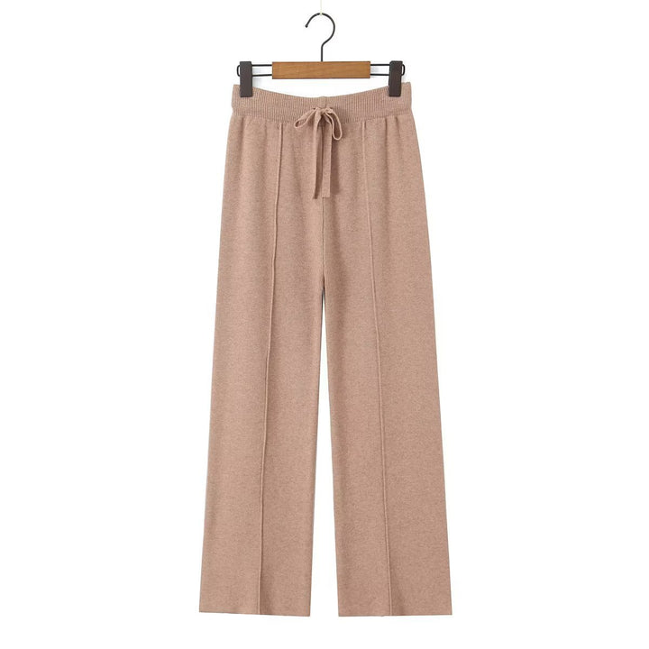Damen Weite Strickhose mit Rippbund, Tunnelzug und Bügelfalte Echo Archiv
