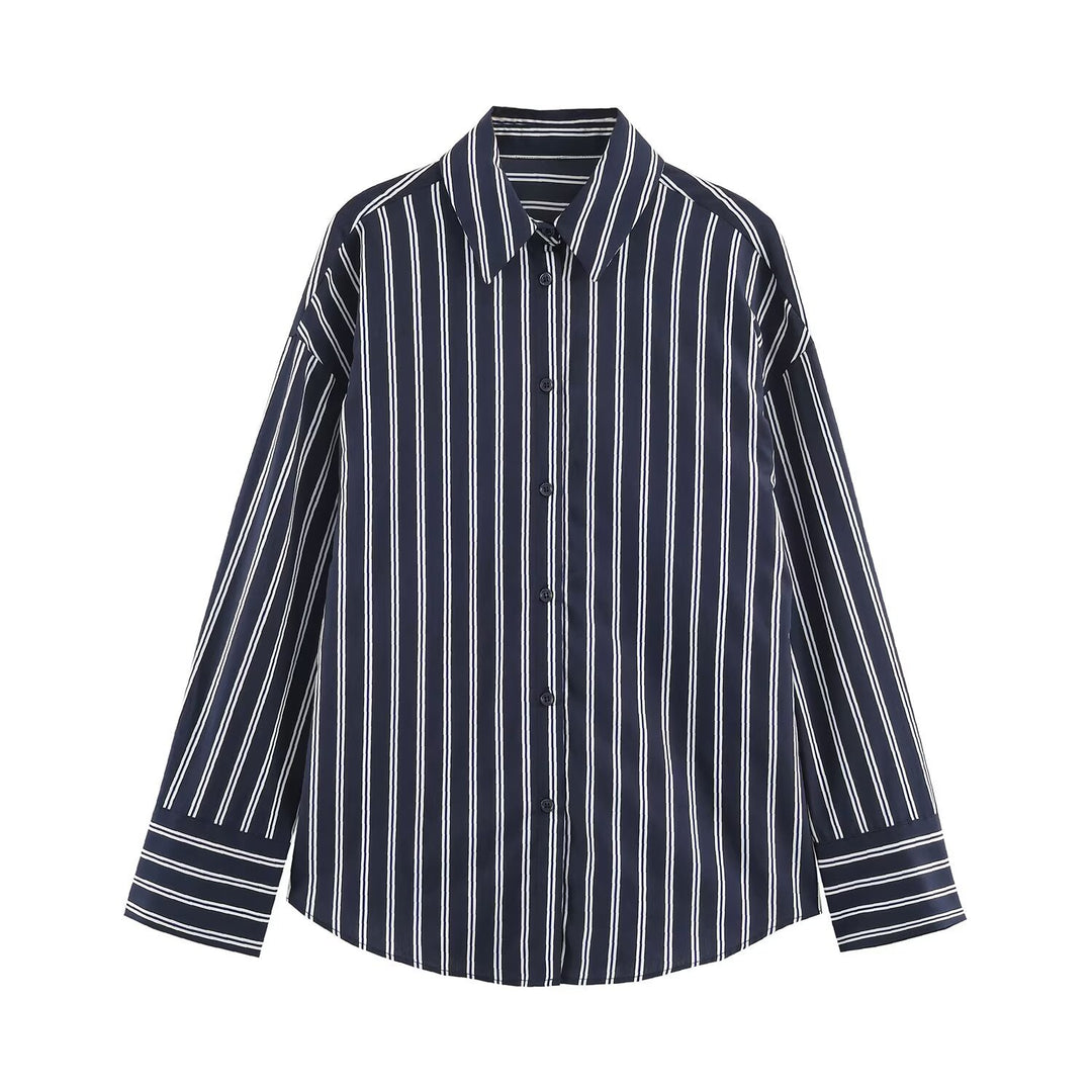 Damen Oversize-Streifenbluse mit Hemdkragen und Manschetten Echo Archiv