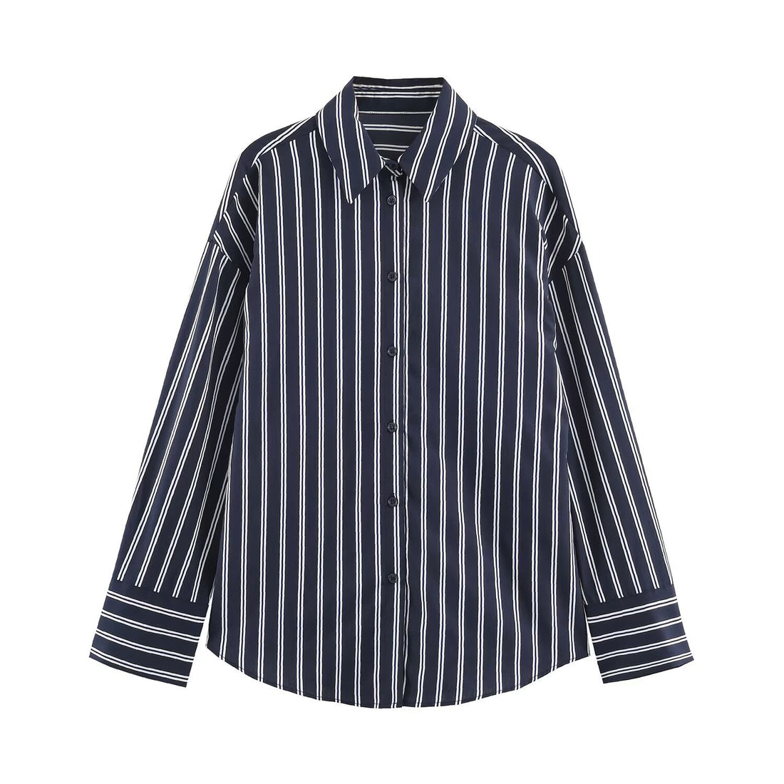 Damen Oversize-Streifenbluse mit Hemdkragen und Manschetten Echo Archiv