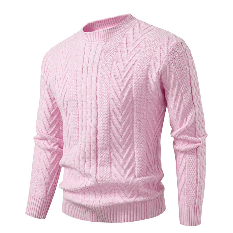 Herren Grobstrickpullover mit Zopfmuster und Rundhalsausschnitt Echoarchiv