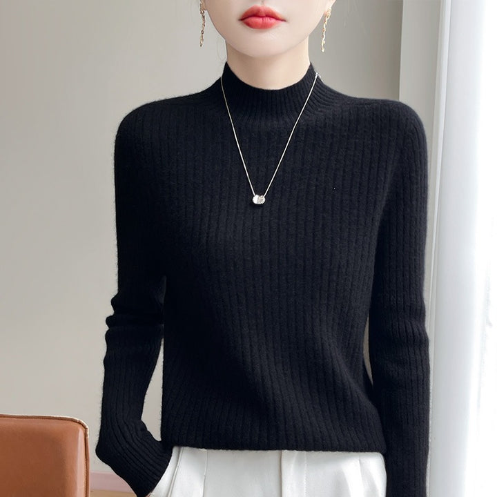Damen Schmaler Rippenstrick-Mockneck mit extraweicher Kaschmir-Optik Echoarchiv