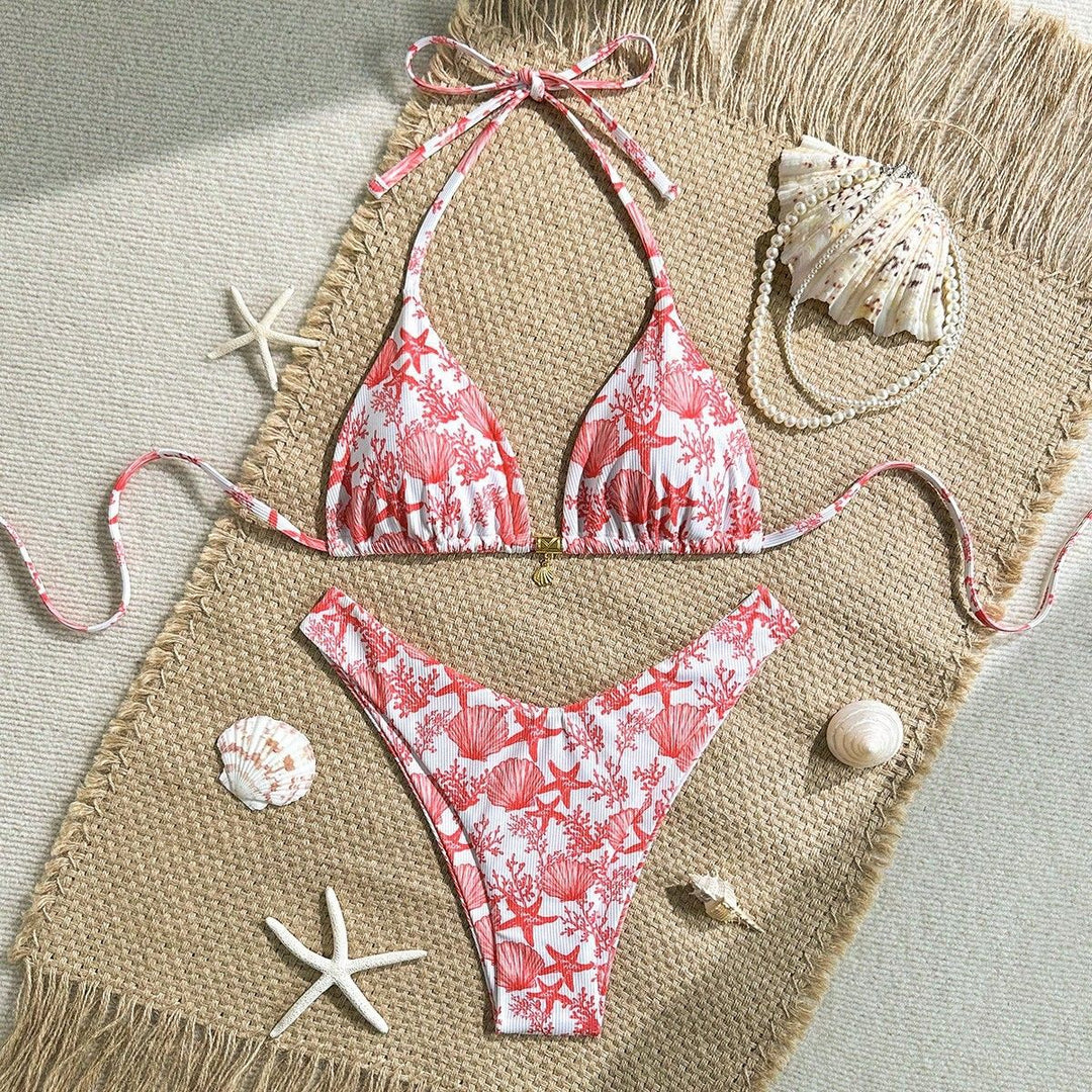 Damen Triangel-Bikini mit maritimem Korallenmuster Echo Archiv