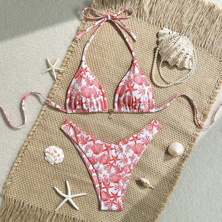 Damen Triangel-Bikini mit maritimem Korallenmuster Echo Archiv