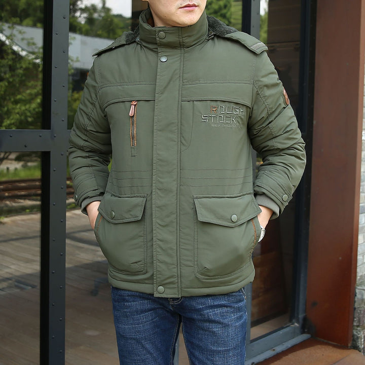 Herren isolierte Fieldparka mit Sherpa‑Kragen und Multifunktionstaschen Echoarchiv