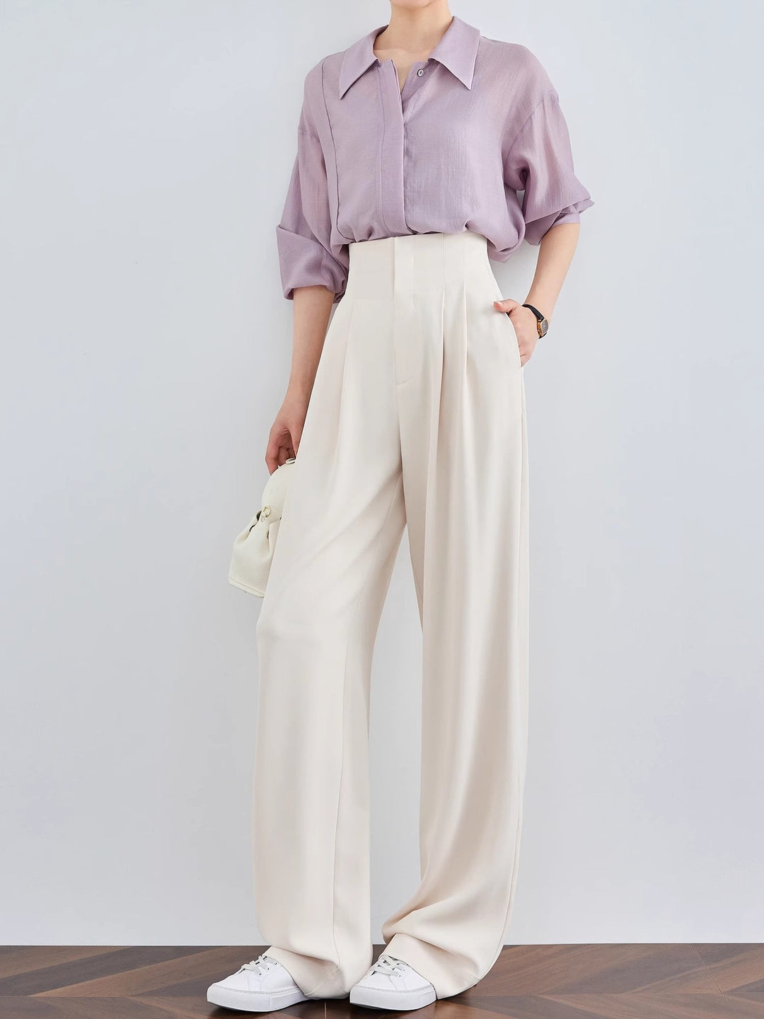 Damen Elegante und lässige High-Waist Stoffhose Echoarchiv