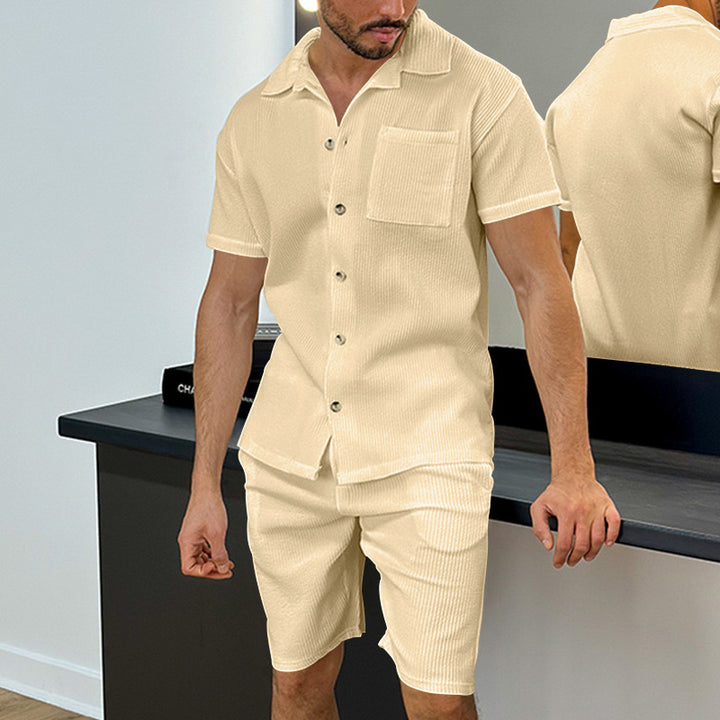 Herren Stylish Kurzarm-Set mit strukturiertem Design Echoarchiv