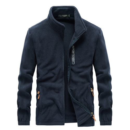 Herren Microfleece-Outdoorjacke mit Stehkragen, Reißverschluss und zipptaschen – Taviero