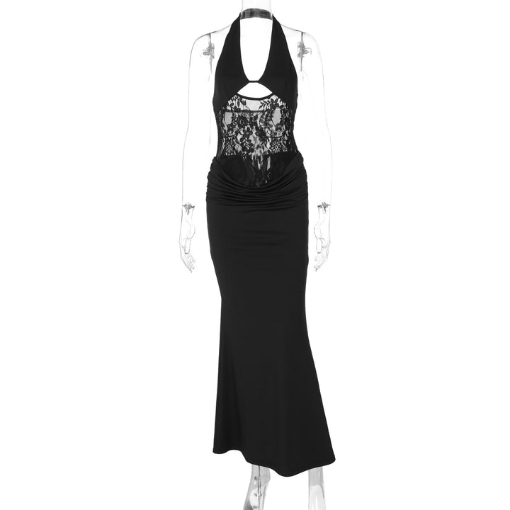 Damen Elegantes Maxikleid mit Halterneck, Spitzenverzierung und figurbetontem Schnitt Echo Archiv