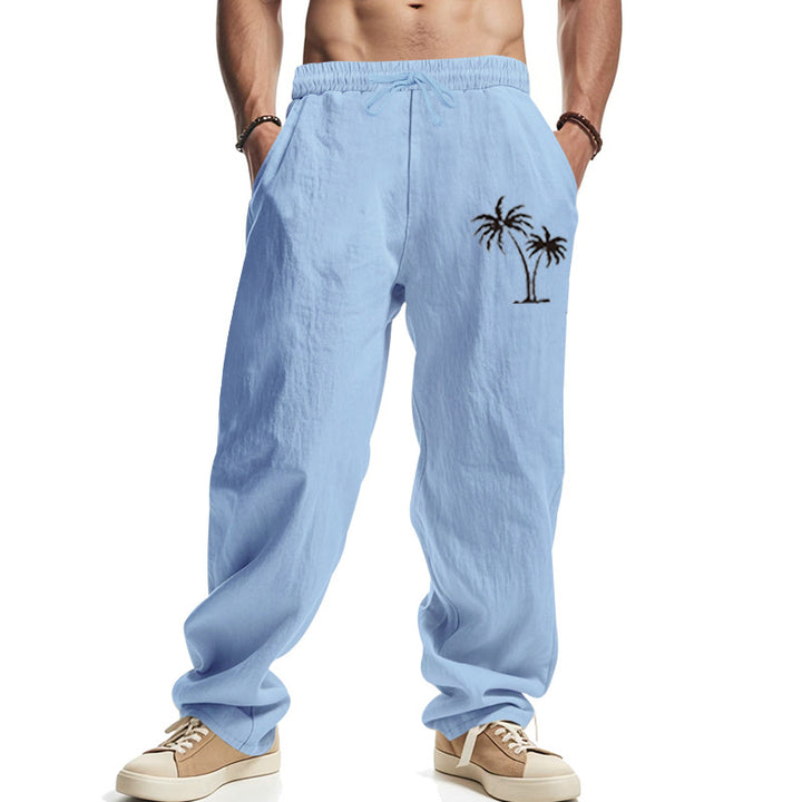 Herren lässige Leinenhose mit Palmen-Design Echoarchiv