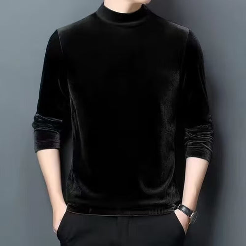 Herren Feiner Samt-Halbrollkragenpullover Slim-Fit Echoarchiv