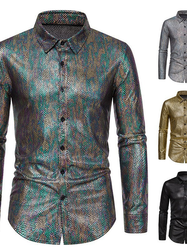 Herren elegantes Hemd mit schimmerndem Obermaterial und modernem Schnitt Echoarchiv