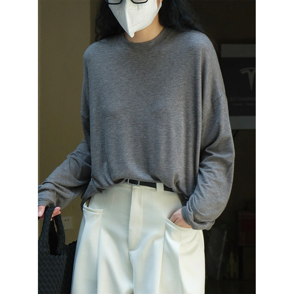 Damen Oversized Feinstrick-Longsleeve mit Rundhalsausschnitt Echoarchiv
