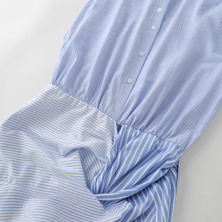 Damen Asymmetrisches Hemdblusenkleid mit seitlicher Knotendetail und Oversize-Passform Echoarchiv