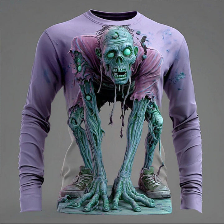 Herren Langarmshirt mit 3D Zombie-Motiv Echoarchiv