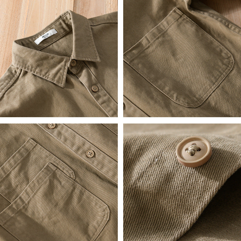 Herren Utility-Overshirt aus Baumwoll-Twill mit doppelten Brusttaschen und legerem Schnitt Echoarchiv