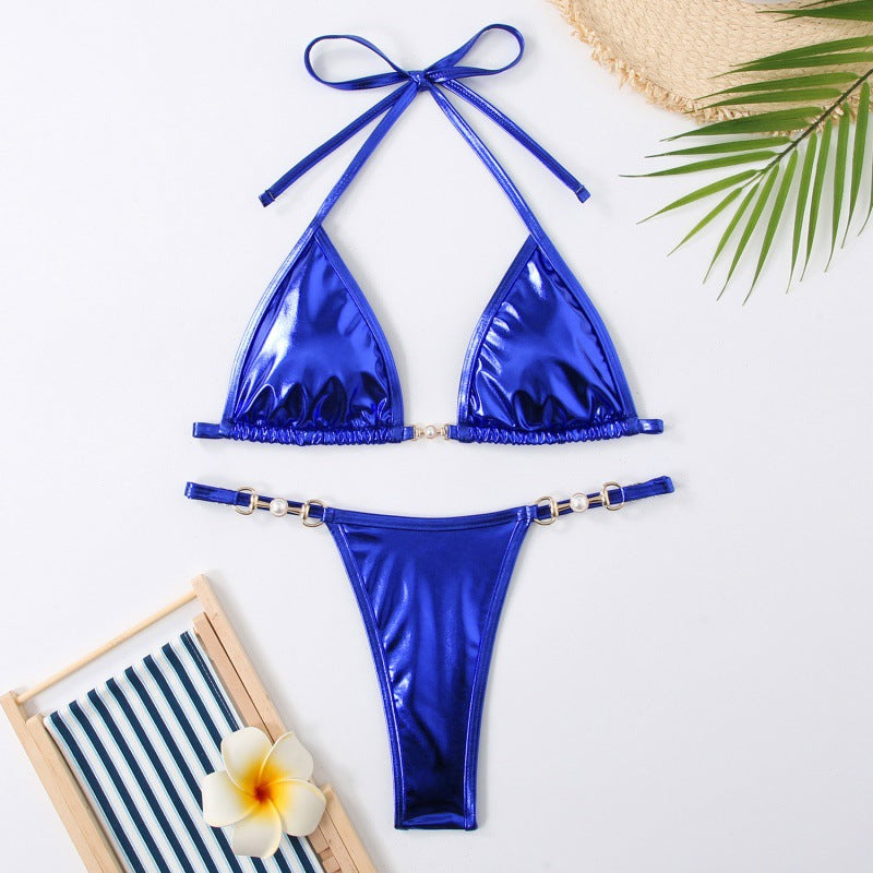 Damen Triangel-Bikini mit schimmerndem Obermaterial und eleganten Schmuckdetails Echo Archiv