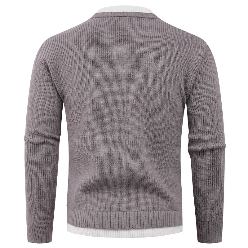 Herren Strickpullover mit V-Ausschnitt und modernem Rippenmuster Echoarchiv
