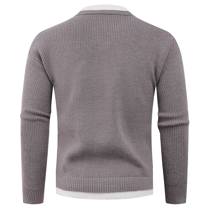 Herren Strickpullover mit V-Ausschnitt und modernem Rippenmuster Echoarchiv