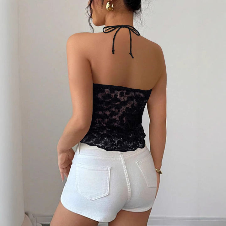 Damen Spitzen-Bustier mit Bindeband und transparentem Design Echo Archiv