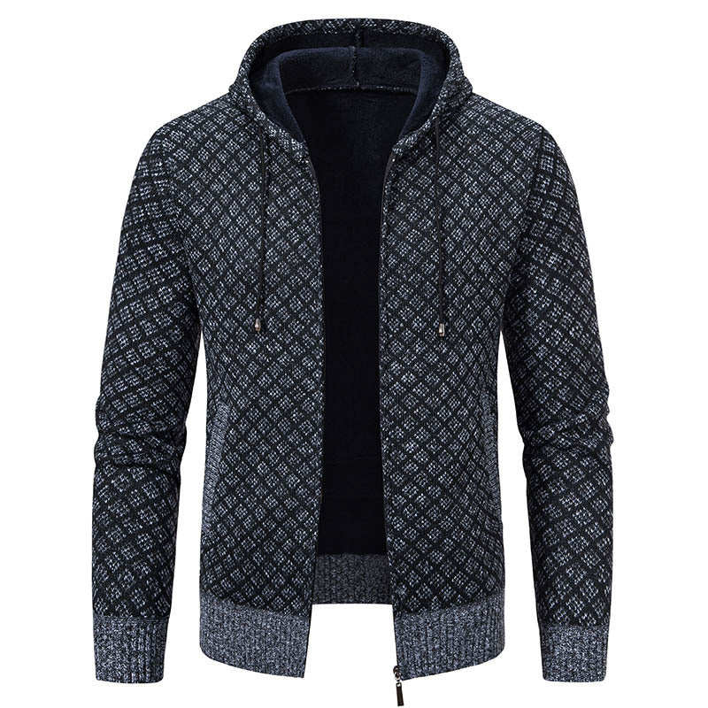 Herren stylische Jacke mit modernem Wabenmuster und Kapuze Echoarchiv