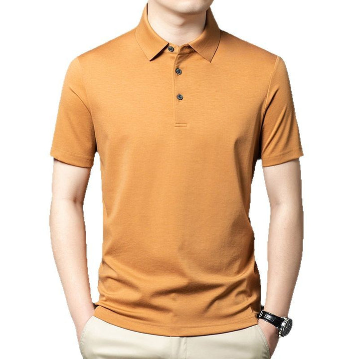 Herren modisches Kurzarm-Polohemd mit Knopfleiste und feiner Struktur Echoarchiv