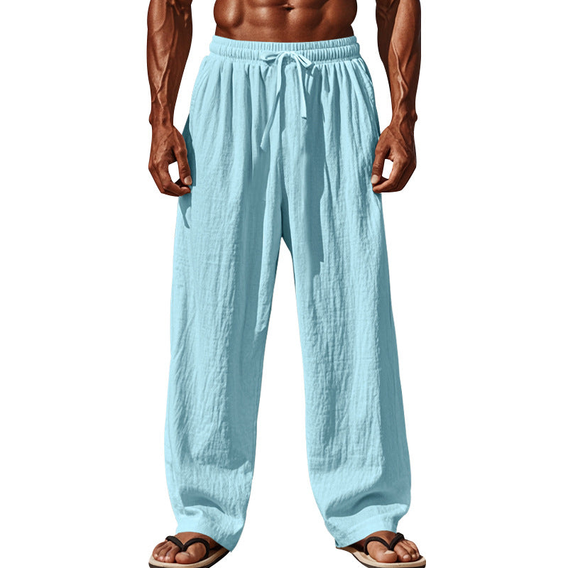 Herren nan Leichte Leinenhose mit weitem Bein und elastischem Bund Echoarchiv