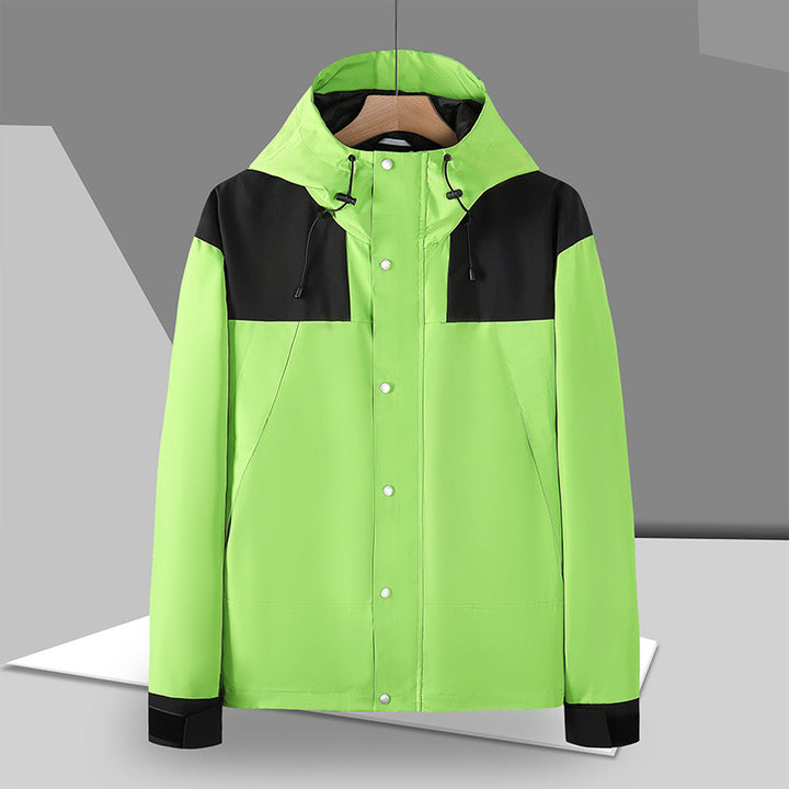 Herren Minimalistische Softshell-Kapuzenjacke mit verdeckter Druckknopfleiste – Taviero