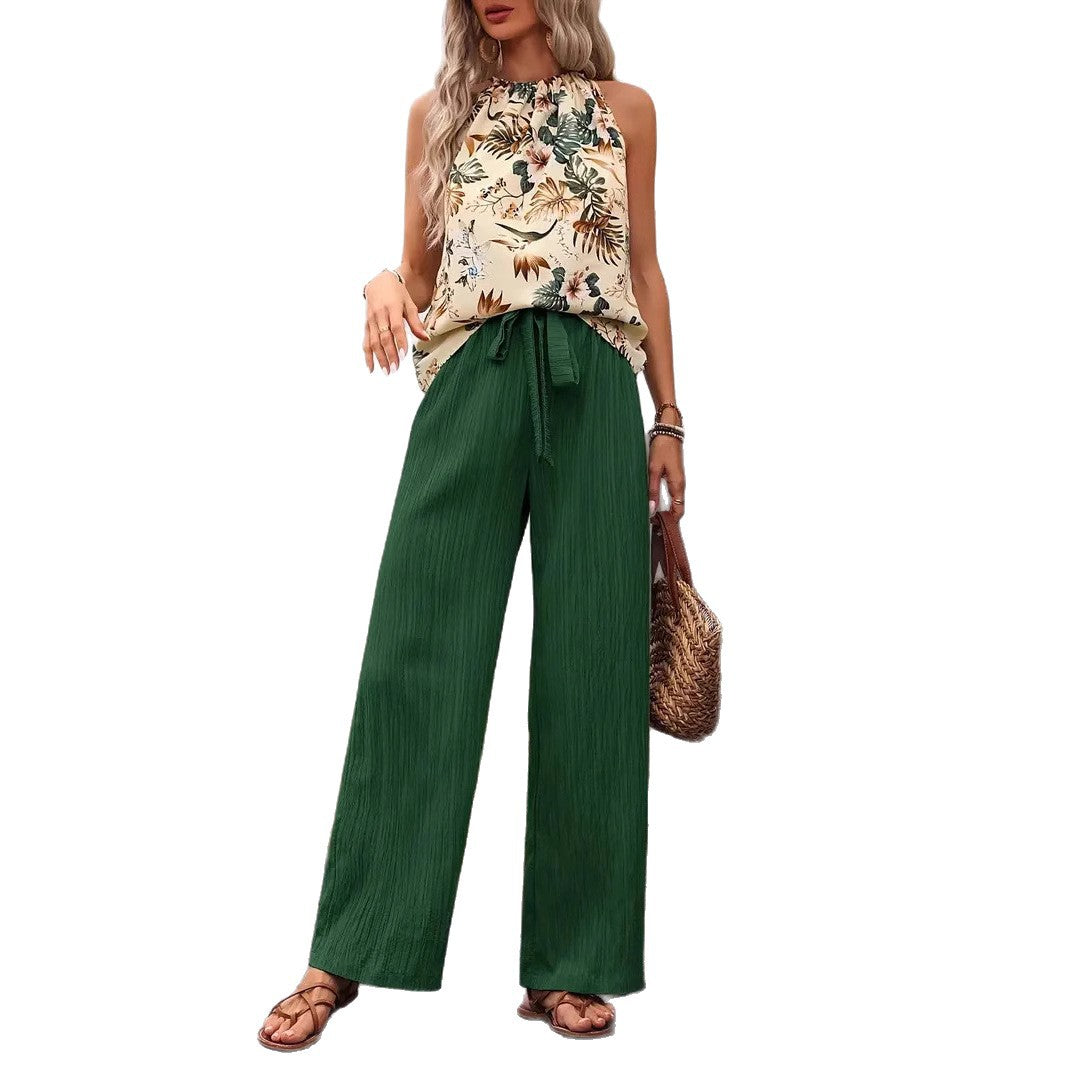 Damen weite Leinenhose mit Kordelzug und Faltenoptik Echo Archiv