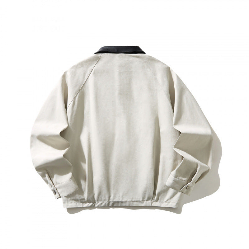 Herren Kurz geschnittener Canvas-Blouson mit Lederimitat-Kragen und elastischem Saum Echo Archiv