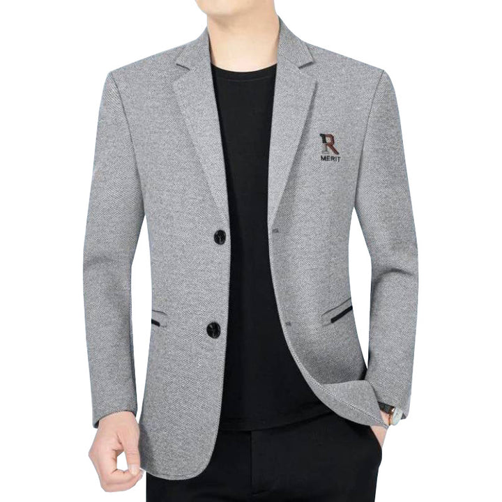 Herren Slim-Fit Sakko mit dezentem Logo und Strukturgewebe – Tianoro
