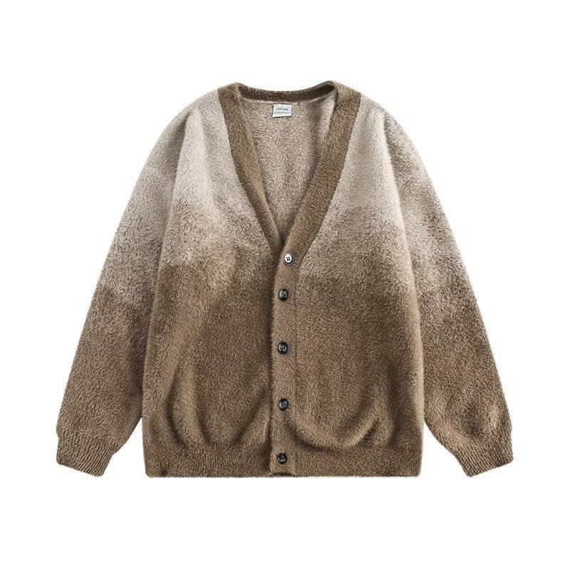 Damen Gemütliche Strickjacke mit Knopfleiste und V-Ausschnitt Echoarchiv