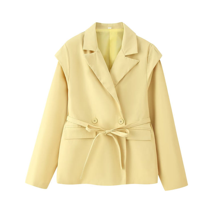 Damen Taillierter Bindegürtel-Blazer mit doppelter Knopfleiste und Reverskragen Echo Archiv