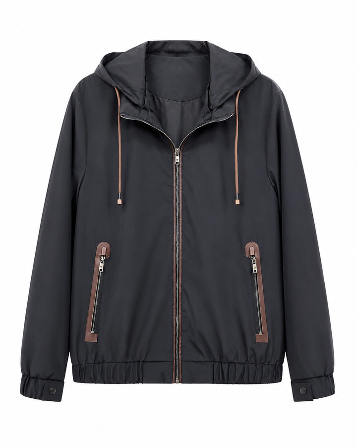 Herren Leichte Softshell‑Hoodiejacke mit wasserabweisender Außenlage, Lederapplikationen und Reißverschlusstaschen Echo Archiv