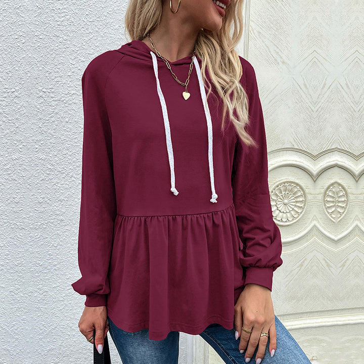 Damen Kapuzen-Sweatshirt mit geraffter Taillenstufe und Babydoll-Silhouette Echoarchiv