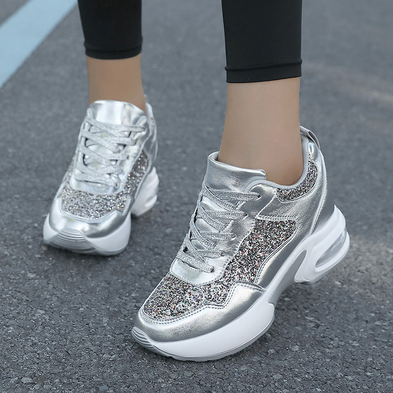 Damen nan modische Plateau-Sneaker mit Glitzerbesatz und sichtbarem Luftpolster Echo Archiv