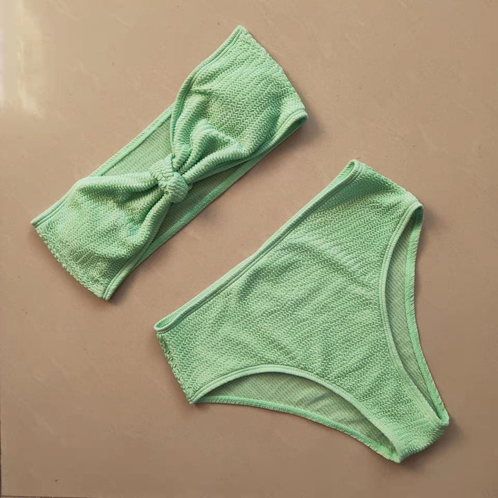 Damen Bandeau-Bikini-Set mit knotenfreiem Oberteil und bequemen Unterteilen Echo Archiv