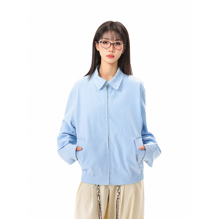 Unisex Leichte Boxy-Blousonjacke mit Hemdkragen und verdecktem Reißverschluss Echoarchiv