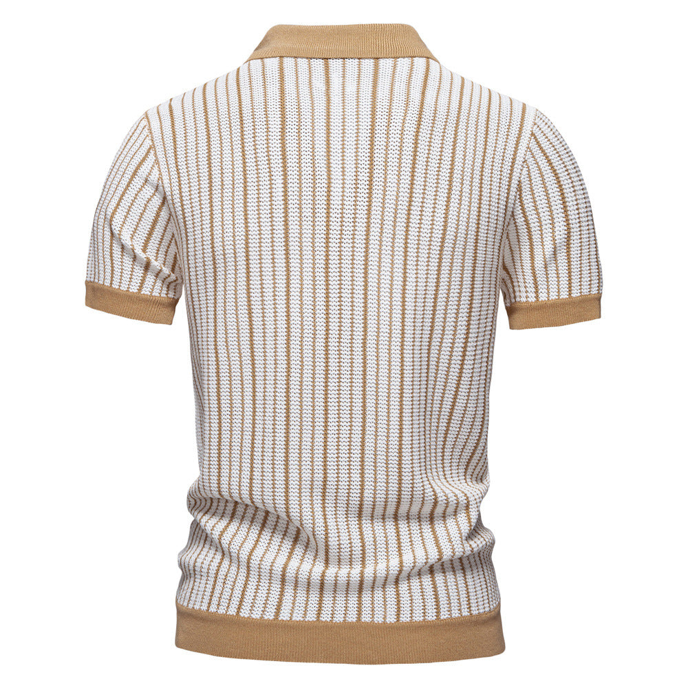 Herren Kurzarm-Poloshirt mit modernem Strickmuster und stilvollem Kragen Echoarchiv