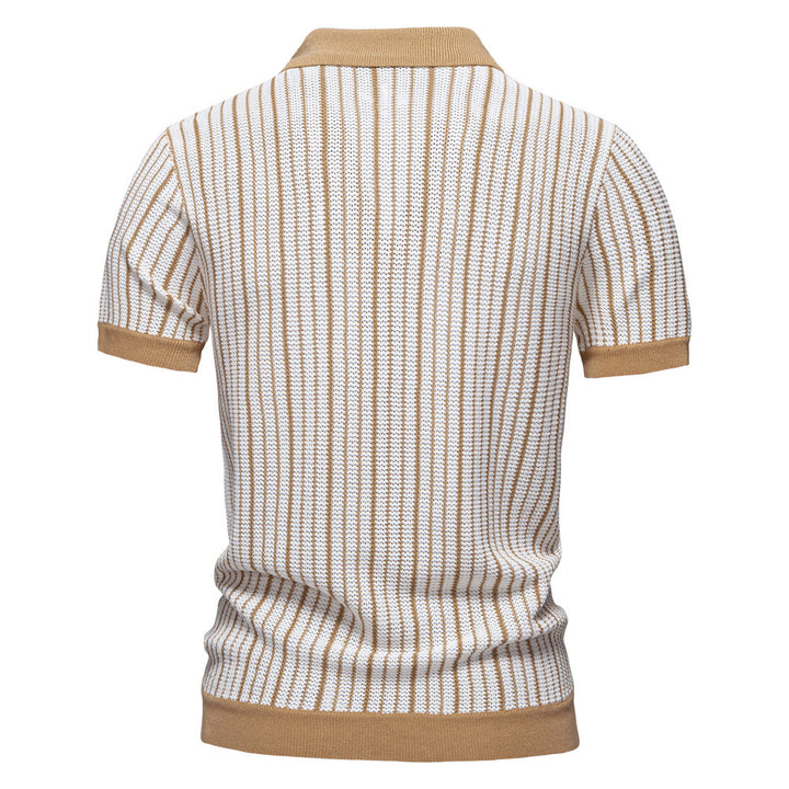 Herren Kurzarm-Poloshirt mit modernem Strickmuster und stilvollem Kragen Echoarchiv