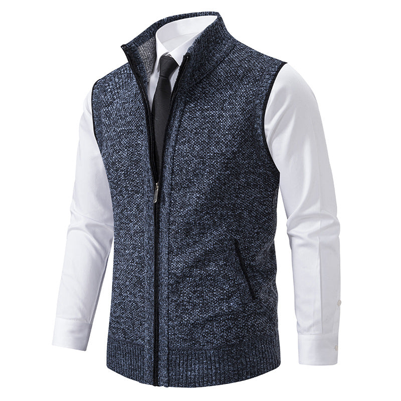 Herren nan elegante Strickweste mit Stehkragen und verdecktem Reißverschluss Echo Archiv