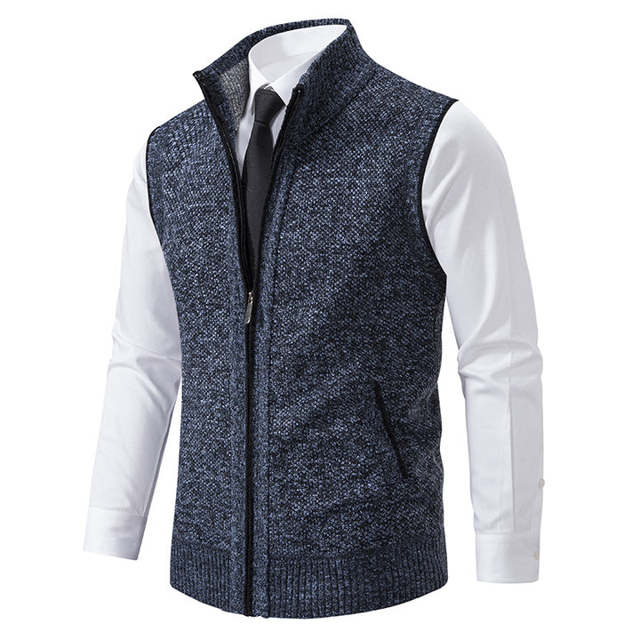 Herren nan elegante Strickweste mit Stehkragen und verdecktem Reißverschluss Echo Archiv
