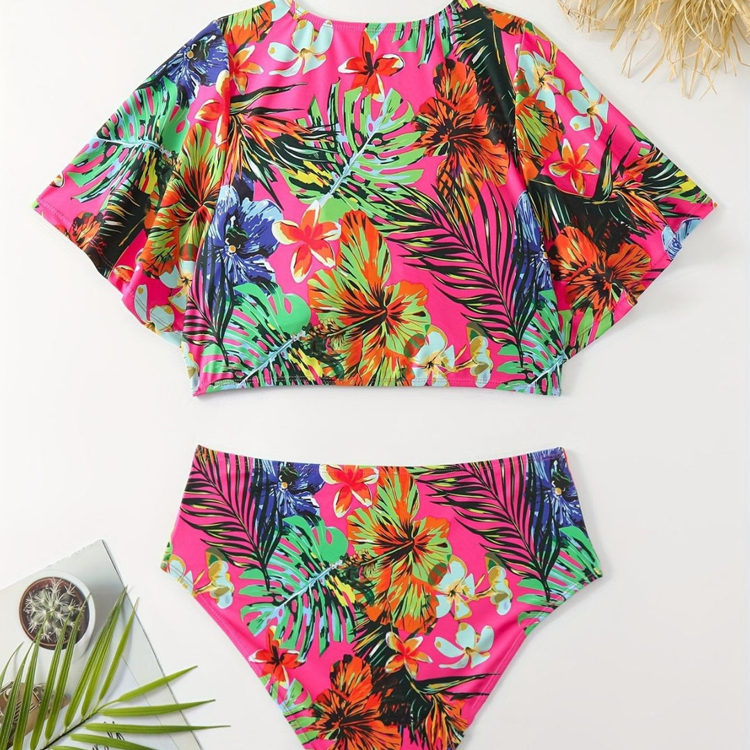 Damen Bikini-Set mit floralen Mustern und leichtem Überwurf Echo Archiv