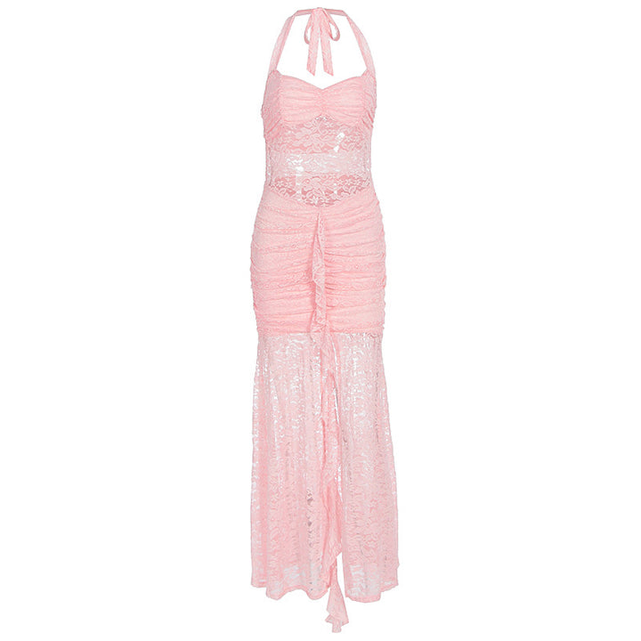 Damen Raffiniertes Maxikleid mit Spitzenakzenten und tiefem Schlitz Echo Archiv